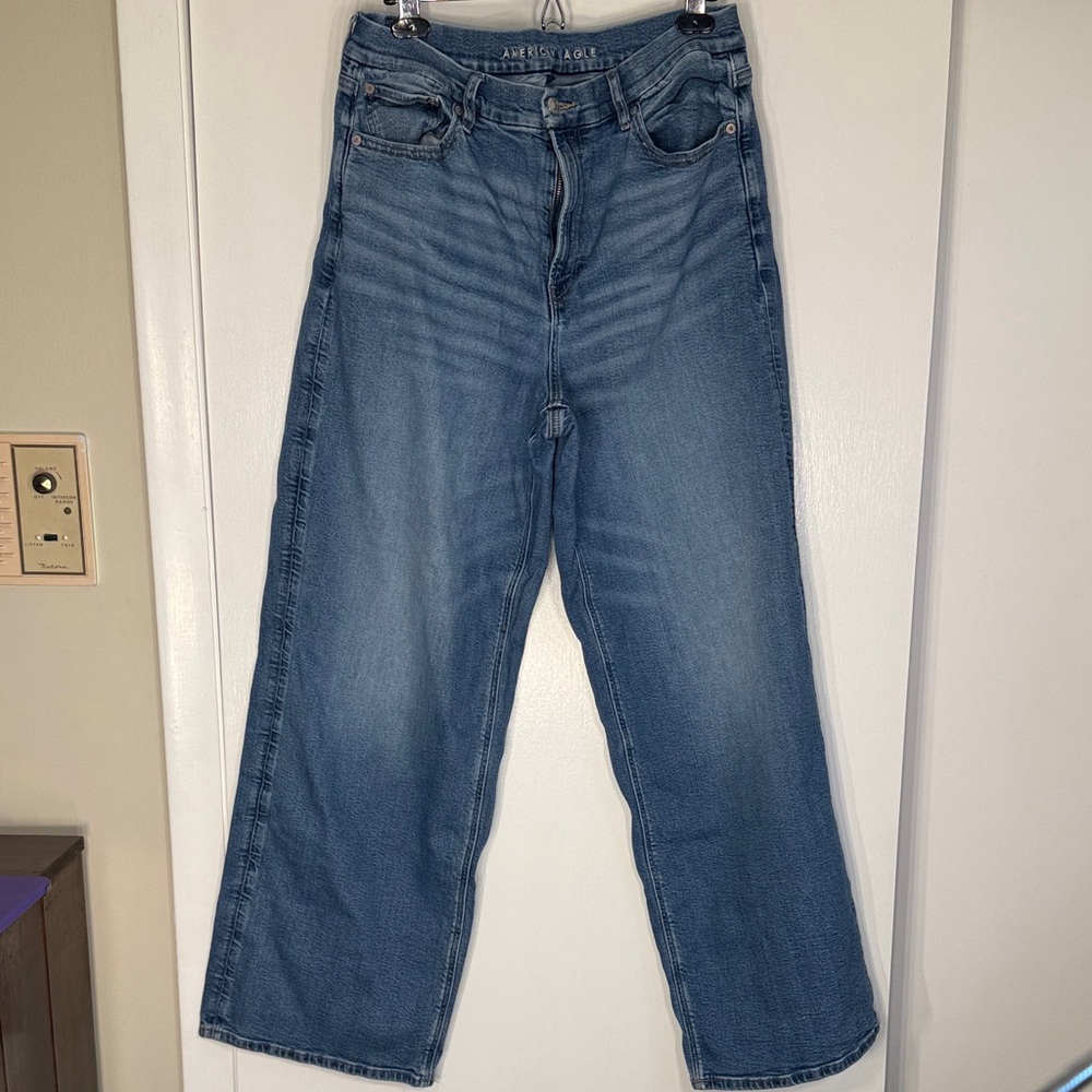 American Eagle Outfitters Blue Wide Leg Jeans 14 LONG